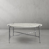 Hand Forged Metal Round  Horn Marble Coffee Table & Side Table