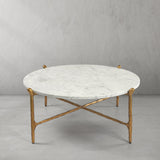 Hand Forged Metal Round  Horn Marble Coffee Table & Side Table