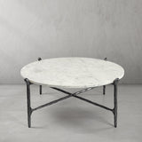 Hand Forged Metal Round  Horn Marble Coffee Table & Side Table