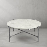 Hand Forged Metal Round  Horn Marble Coffee Table & Side Table