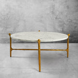 Hand Forged Metal Round  Horn Marble Coffee Table & Side Table