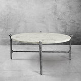 Hand Forged Metal Round  Horn Marble Coffee Table & Side Table