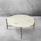Hand Forged Metal Round  Horn Marble Coffee Table & Side Table