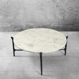 Hand Forged Metal Round  Horn Marble Coffee Table & Side Table