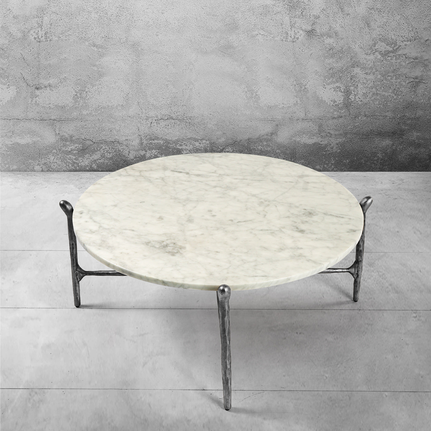 Hand Forged Metal Round  Horn Marble Coffee Table & Side Table