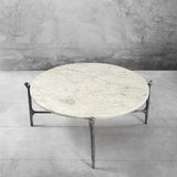 Hand Forged Metal Round  Horn Marble Coffee Table & Side Table