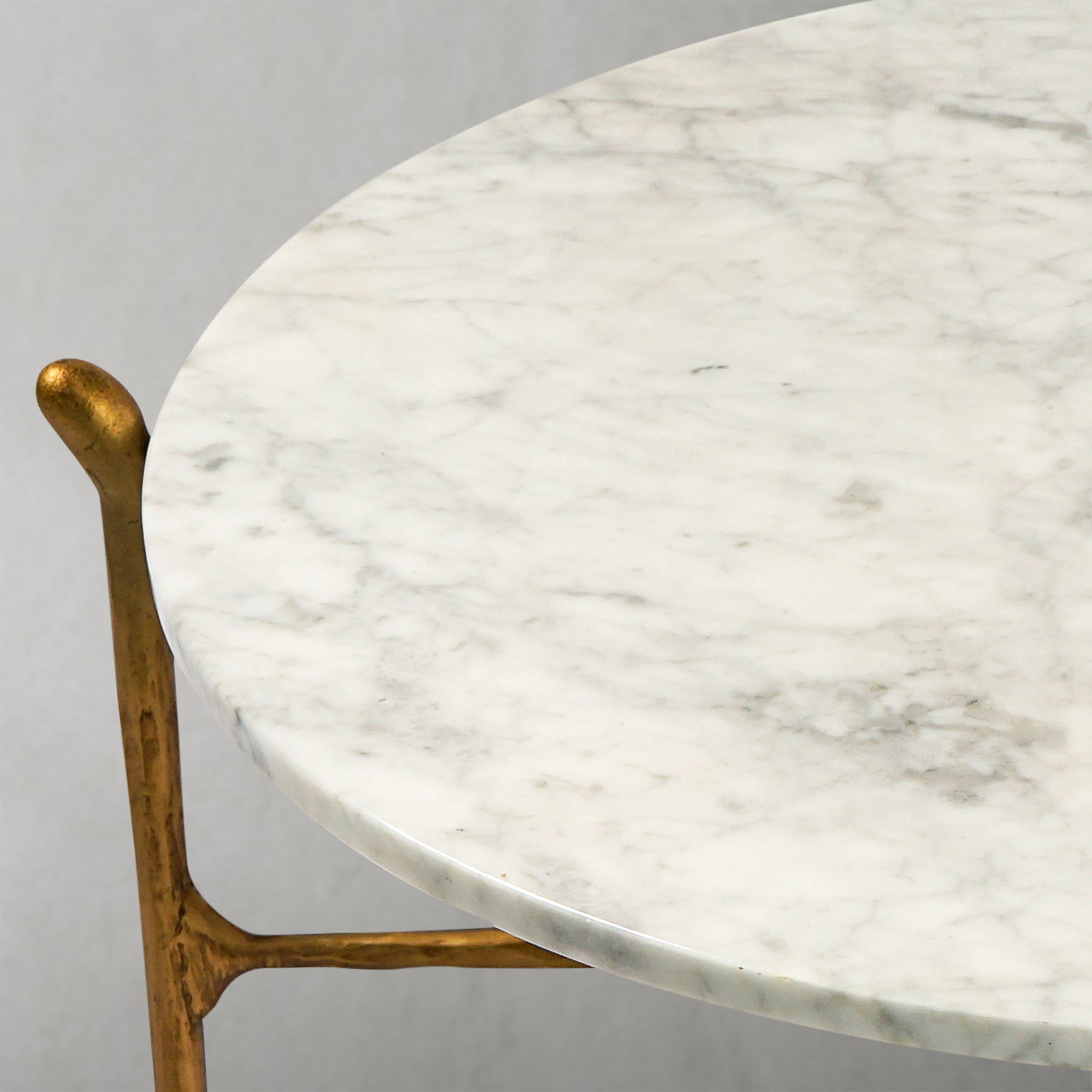 Hand Forged Metal Round  Horn Marble Coffee Table & Side Table