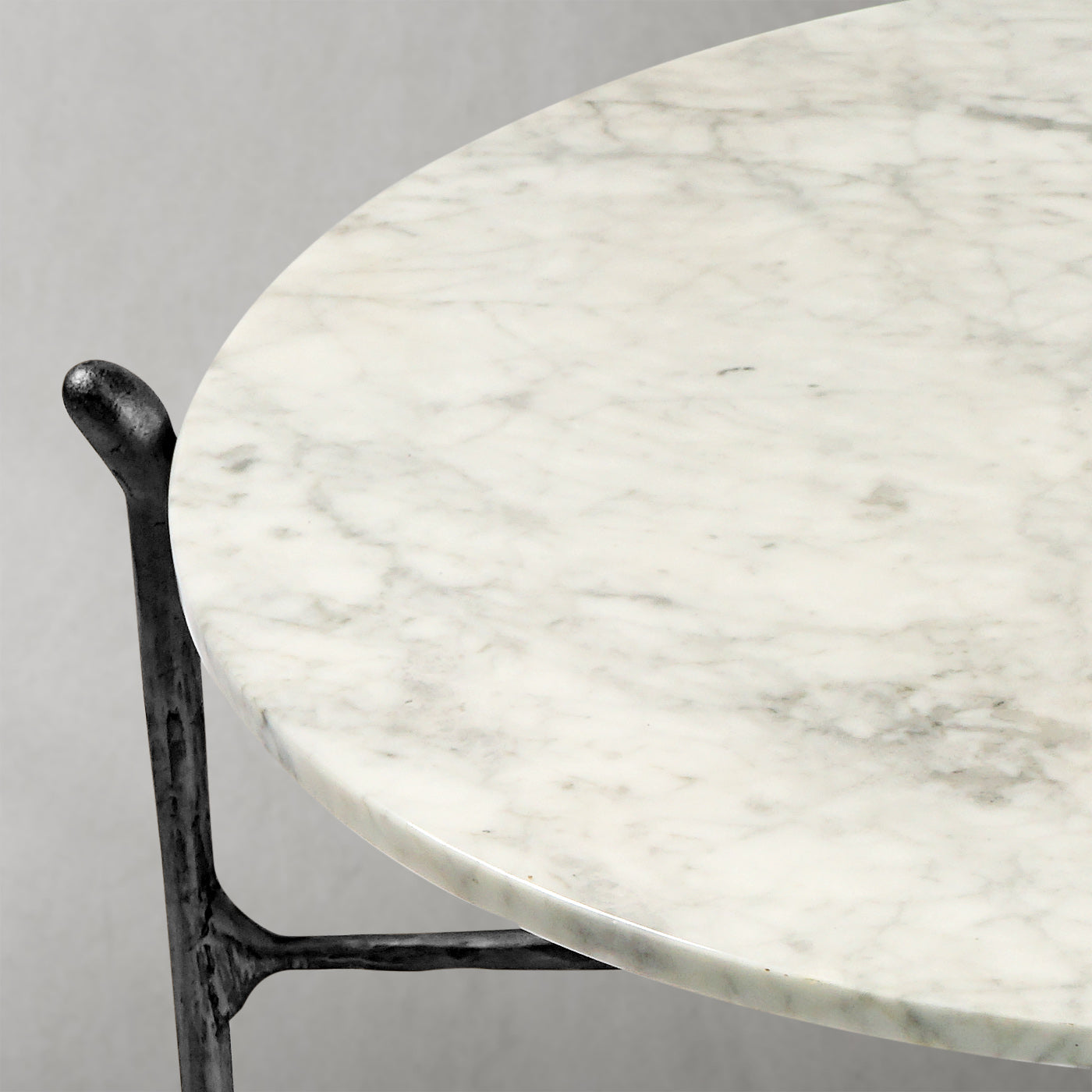 Hand Forged Metal Round  Horn Marble Coffee Table & Side Table