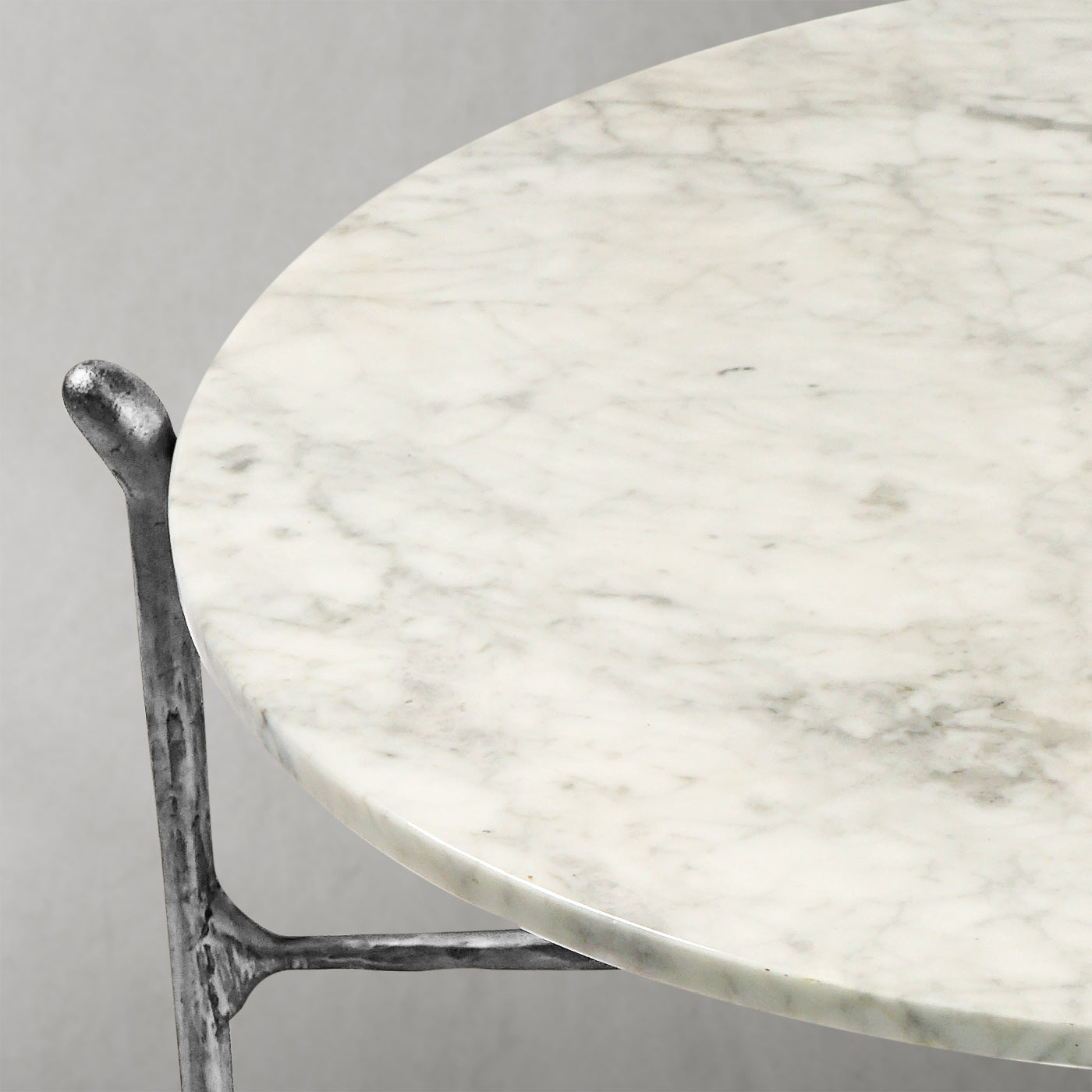 Hand Forged Metal Round  Horn Marble Coffee Table & Side Table
