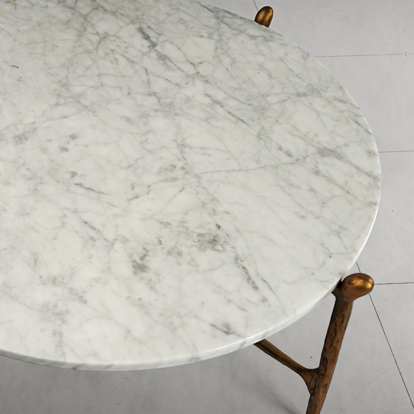 Hand Forged Metal Round  Horn Marble Coffee Table & Side Table