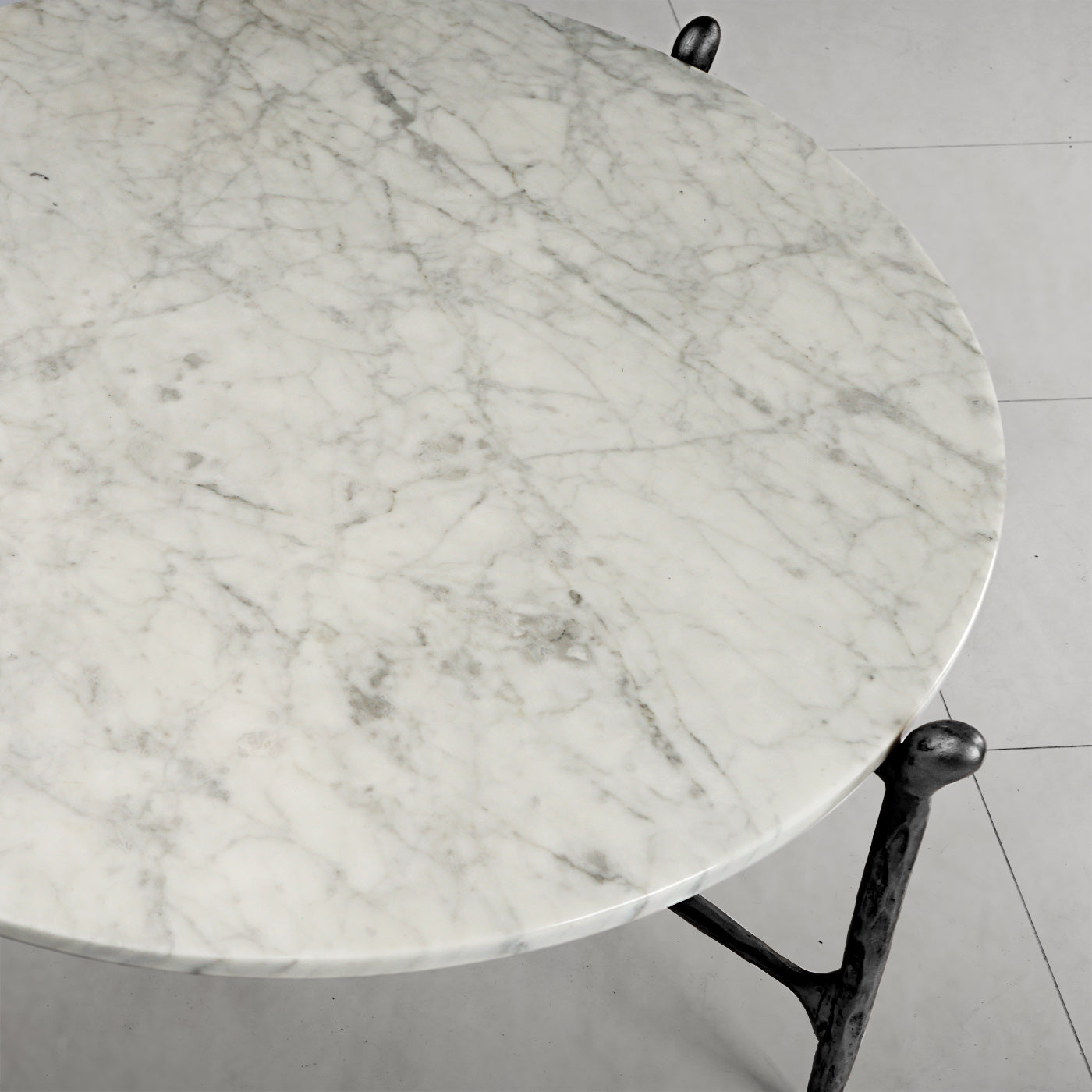 Hand Forged Metal Round  Horn Marble Coffee Table & Side Table