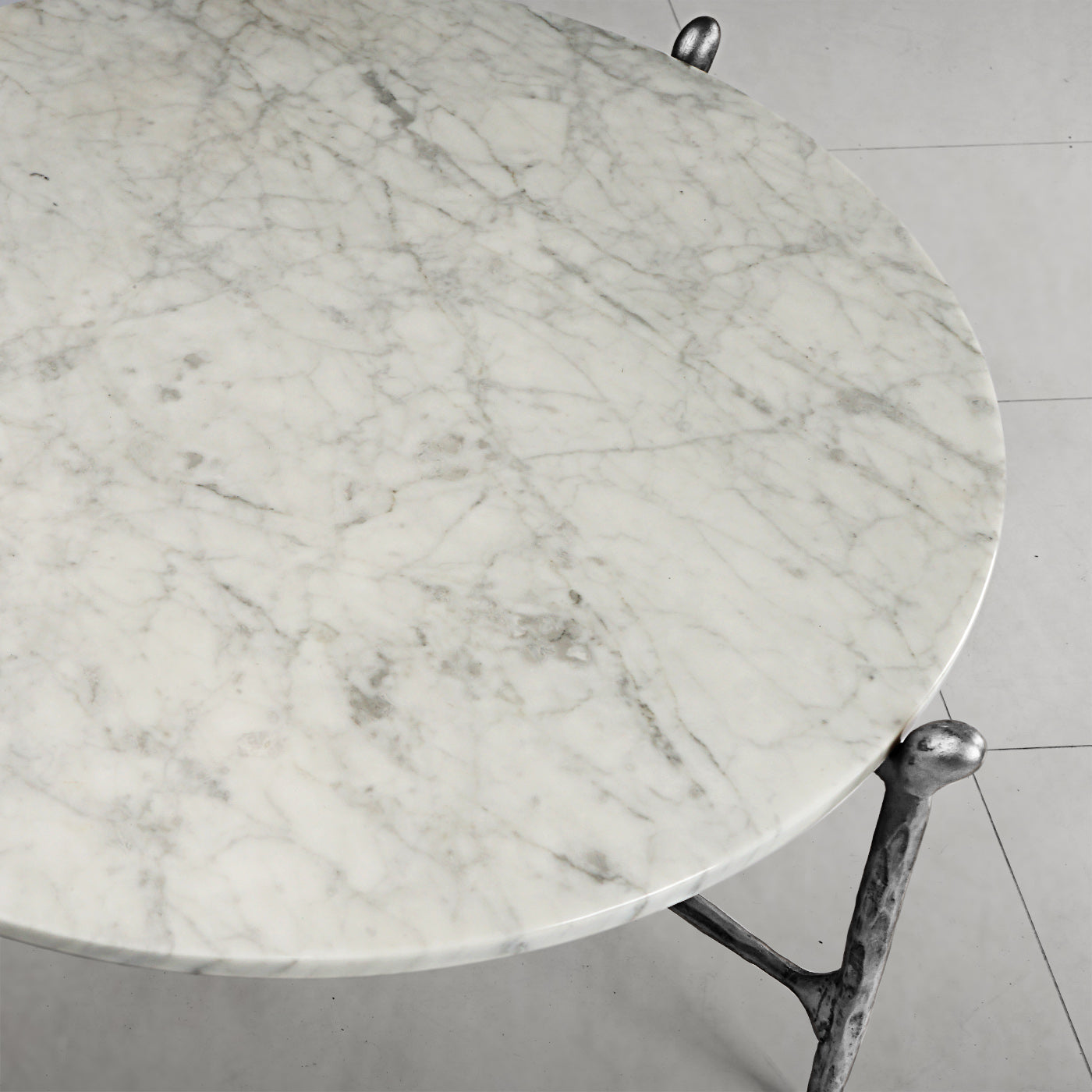 Hand Forged Metal Round  Horn Marble Coffee Table & Side Table
