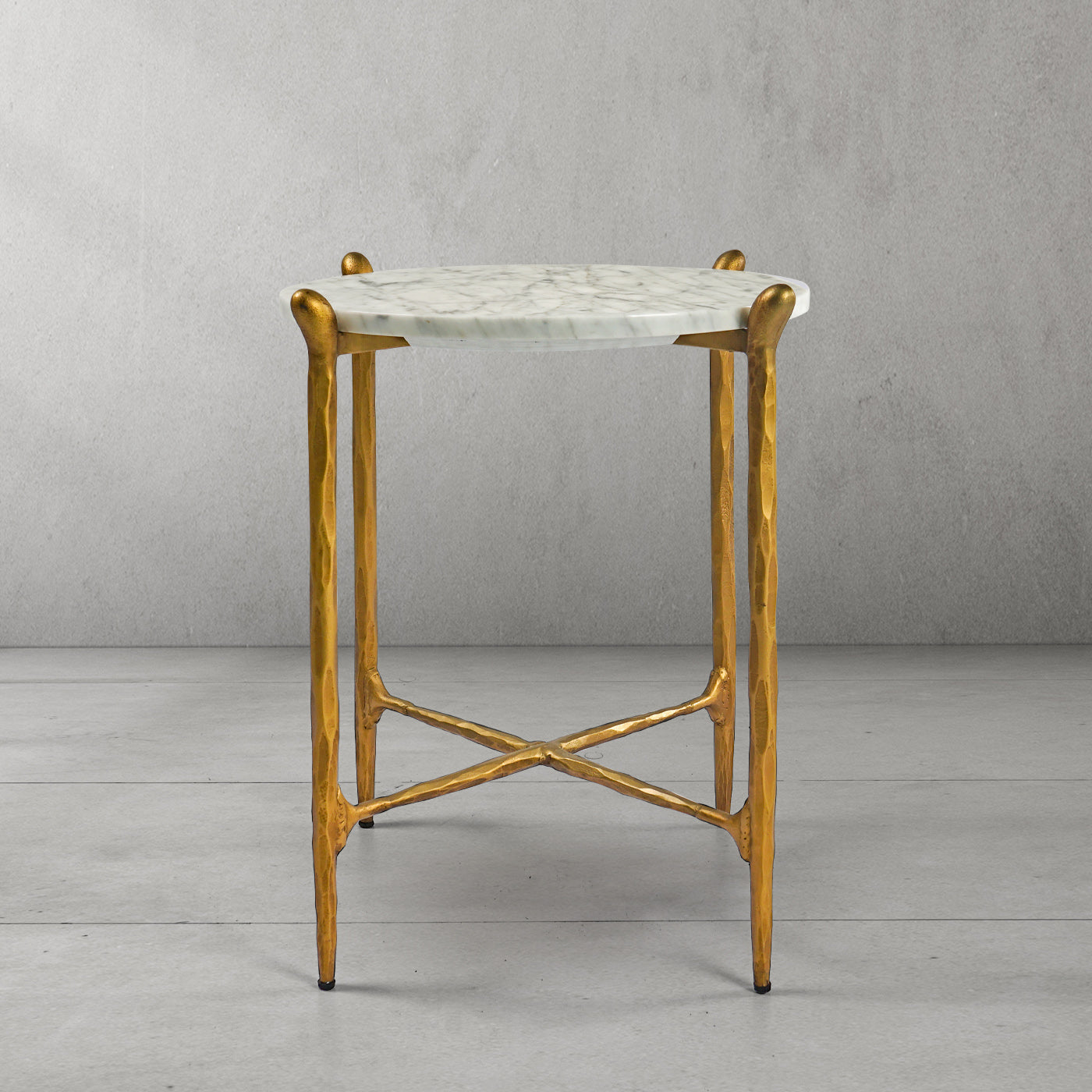 Hand Forged Metal Round  Horn Marble Coffee Table & Side Table