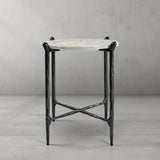 Hand Forged Metal Round  Horn Marble Coffee Table & Side Table