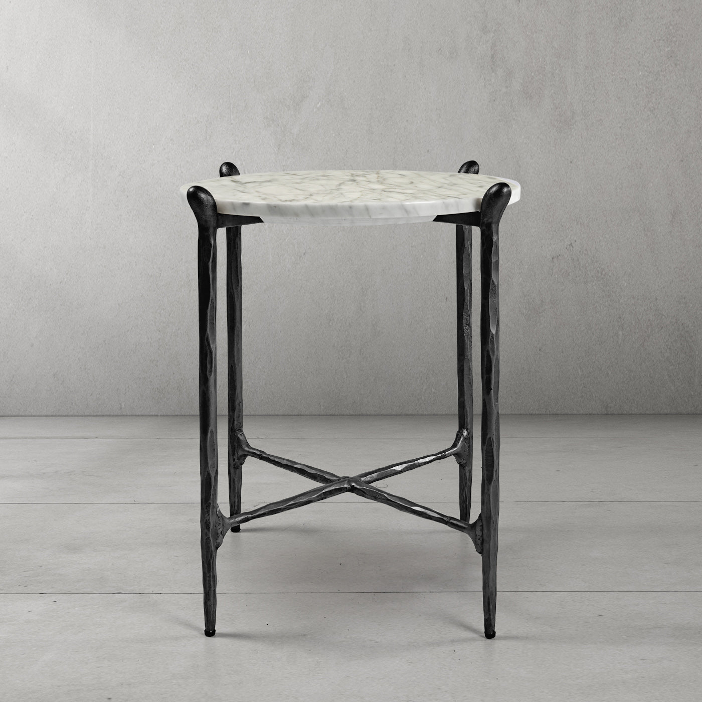 Hand Forged Metal Round  Horn Marble Coffee Table & Side Table