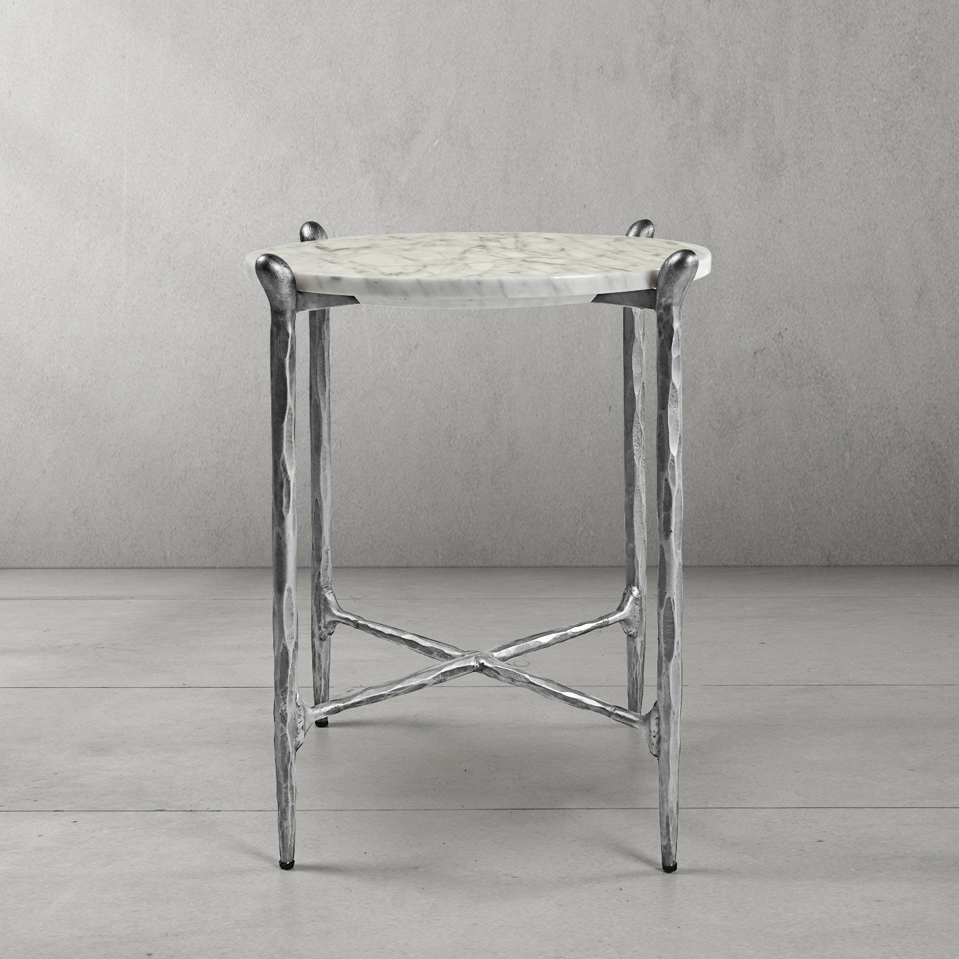Hand Forged Metal Round  Horn Marble Coffee Table & Side Table