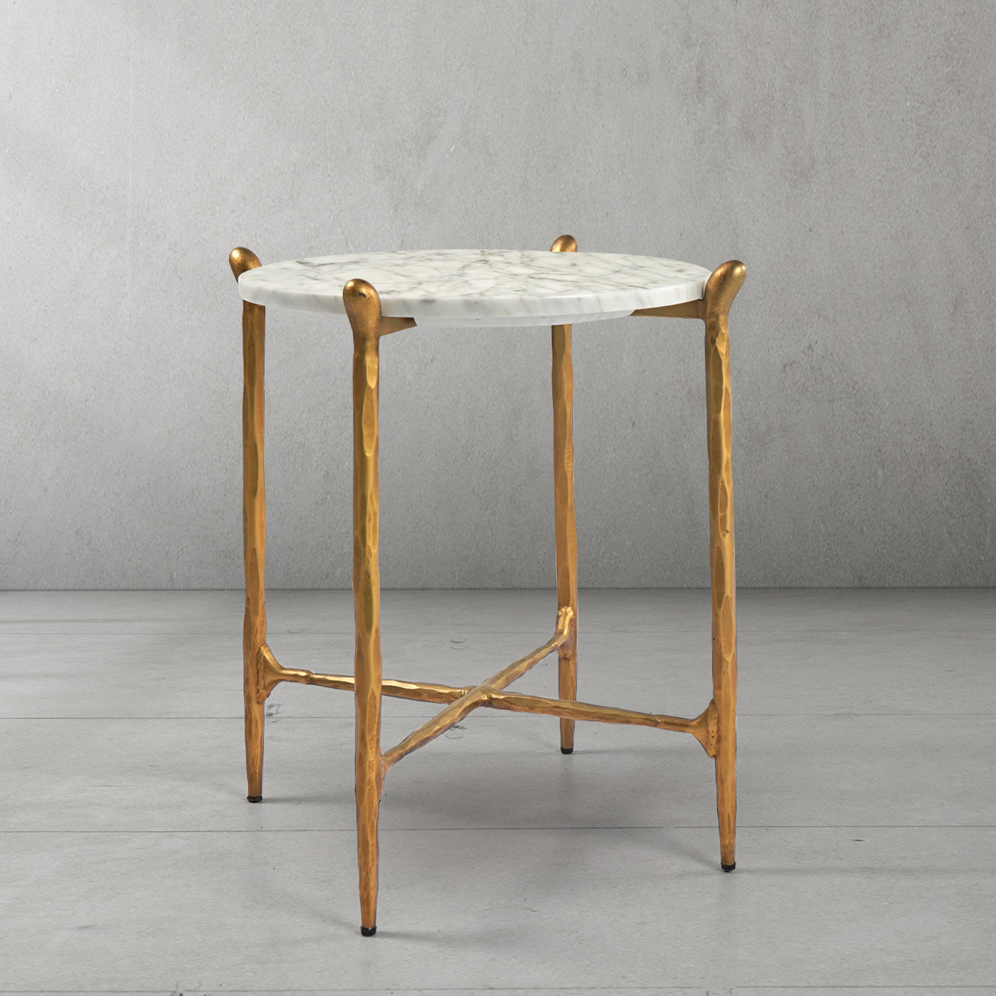 Hand Forged Metal Round  Horn Marble Coffee Table & Side Table