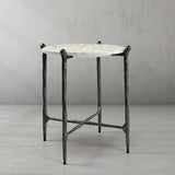 Hand Forged Metal Round  Horn Marble Coffee Table & Side Table