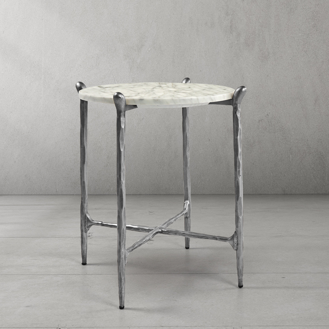 Hand Forged Metal Round  Horn Marble Coffee Table & Side Table