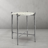 Hand Forged Metal Round  Horn Marble Coffee Table & Side Table