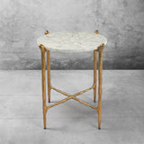 Hand Forged Metal Round  Horn Marble Coffee Table & Side Table