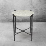 Hand Forged Metal Round  Horn Marble Coffee Table & Side Table