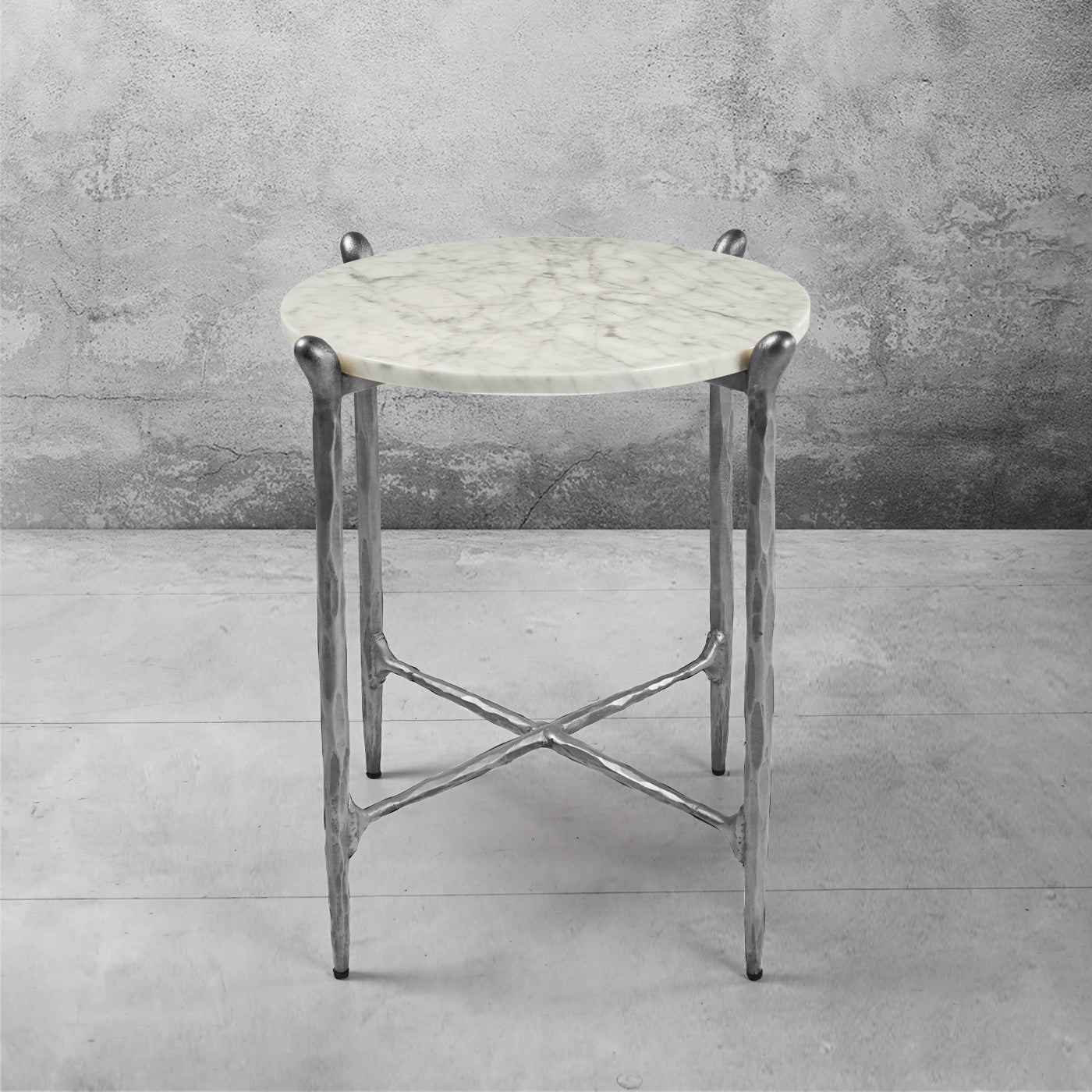 Hand Forged Metal Round  Horn Marble Coffee Table & Side Table