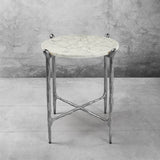 Hand Forged Metal Round  Horn Marble Coffee Table & Side Table
