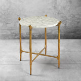 Hand Forged Metal Round  Horn Marble Coffee Table & Side Table