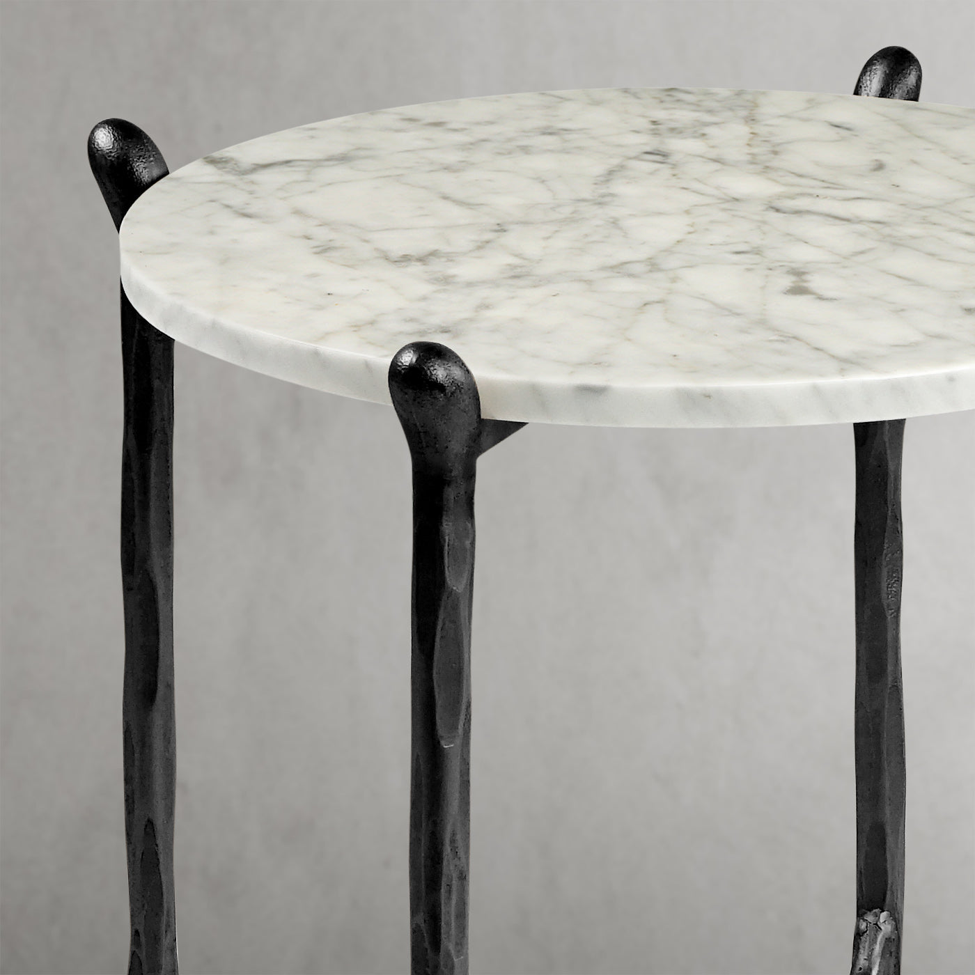 Hand Forged Metal Round  Horn Marble Coffee Table & Side Table