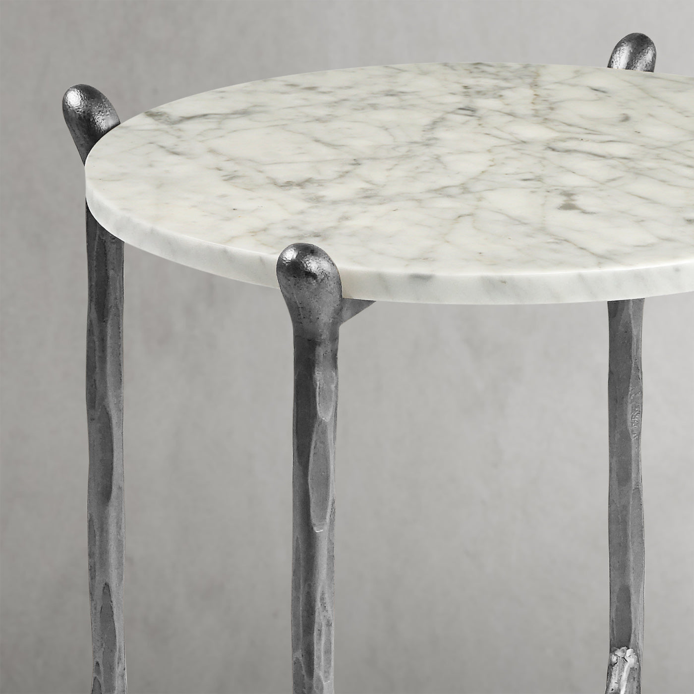 Hand Forged Metal Round  Horn Marble Coffee Table & Side Table