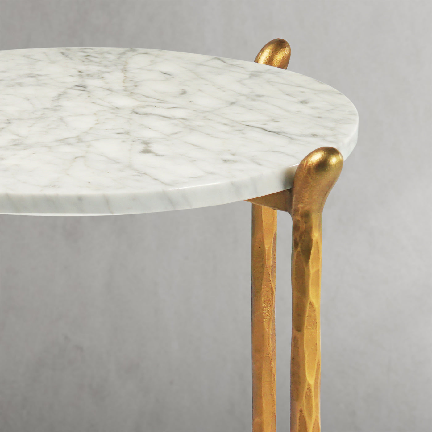Hand Forged Metal Round  Horn Marble Coffee Table & Side Table