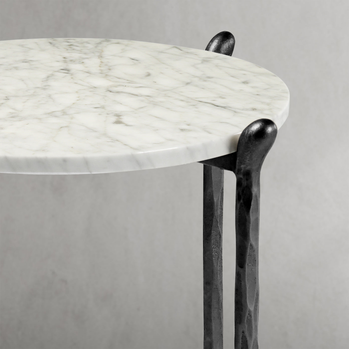 Hand Forged Metal Round  Horn Marble Coffee Table & Side Table