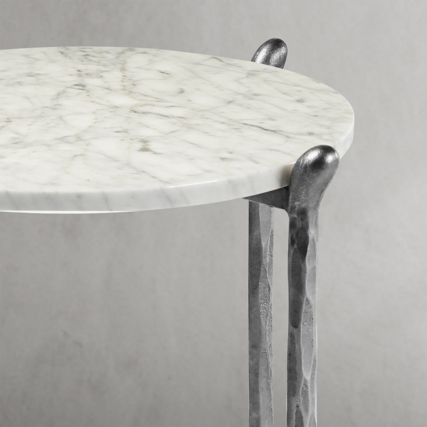 Hand Forged Metal Round  Horn Marble Coffee Table & Side Table