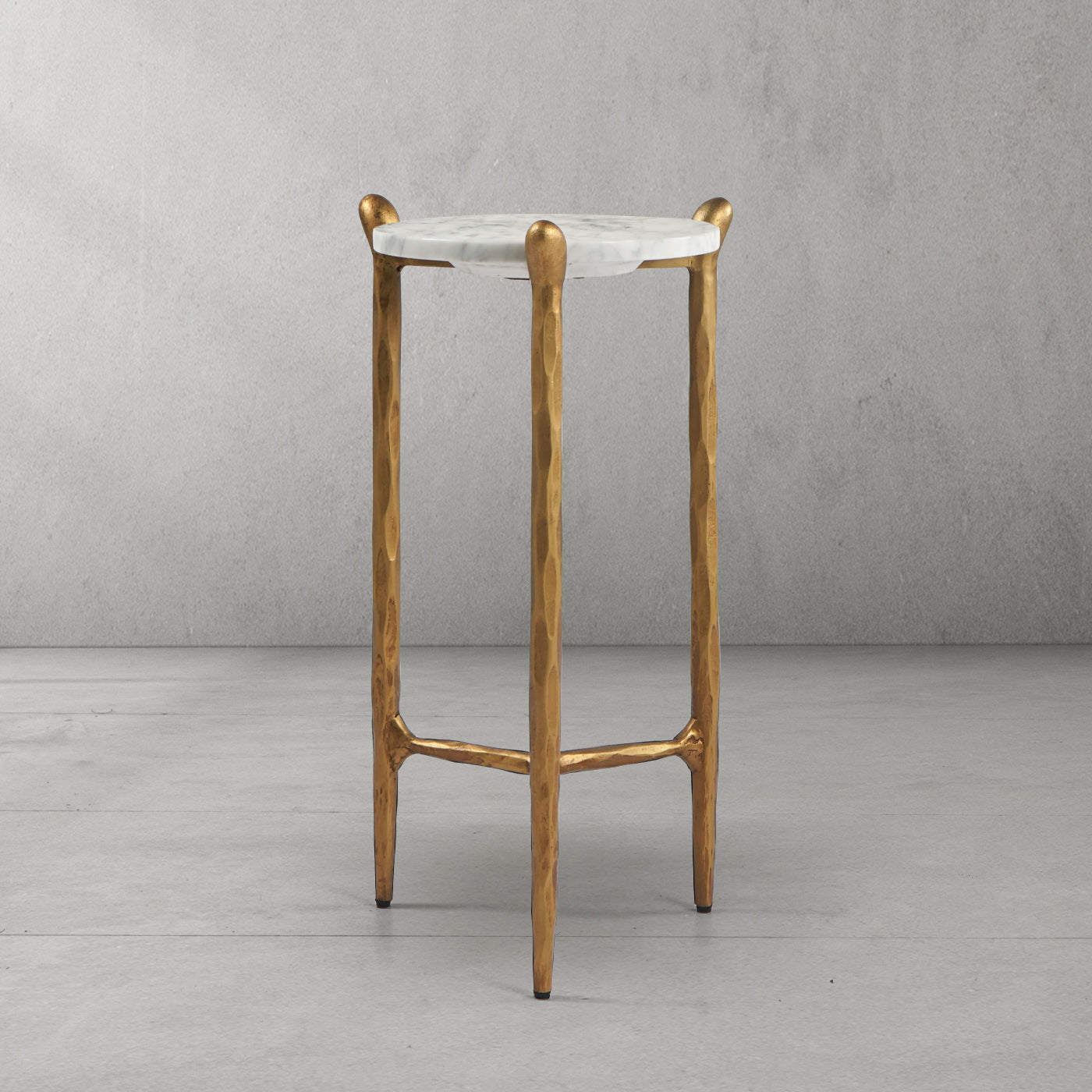 Hand Forged Metal Round  Horn Marble Coffee Table & Side Table