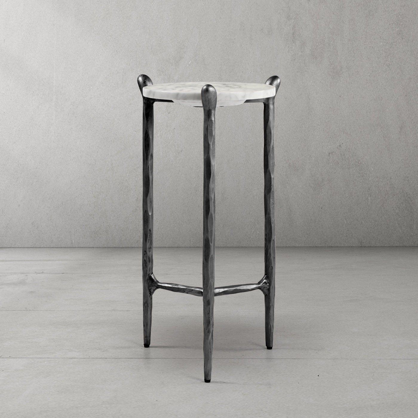 Hand Forged Metal Round  Horn Marble Coffee Table & Side Table
