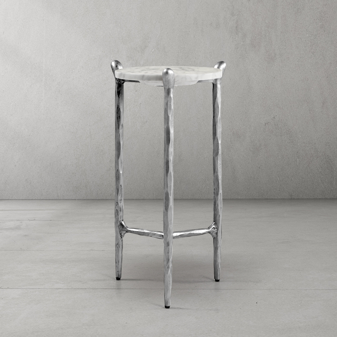 Hand Forged Metal Round  Horn Marble Coffee Table & Side Table