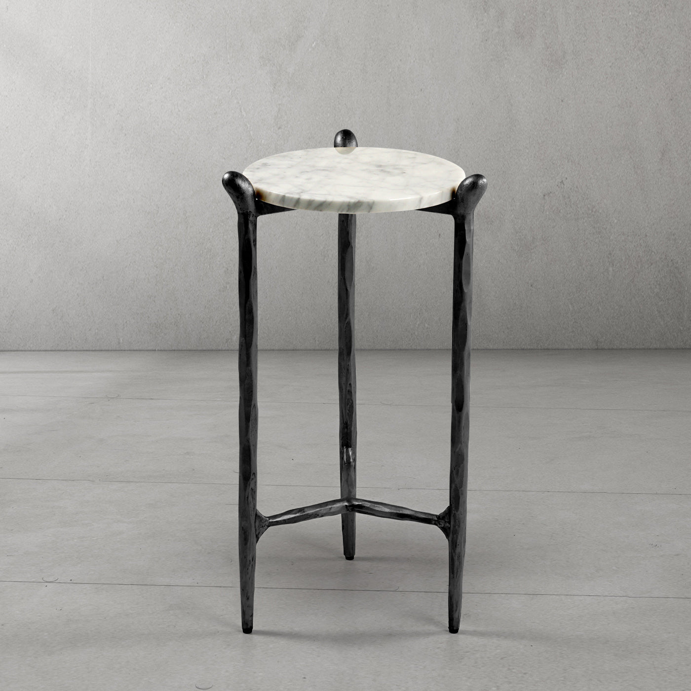 Hand Forged Metal Round  Horn Marble Coffee Table & Side Table