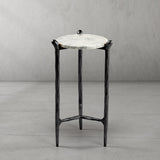 Hand Forged Metal Round  Horn Marble Coffee Table & Side Table