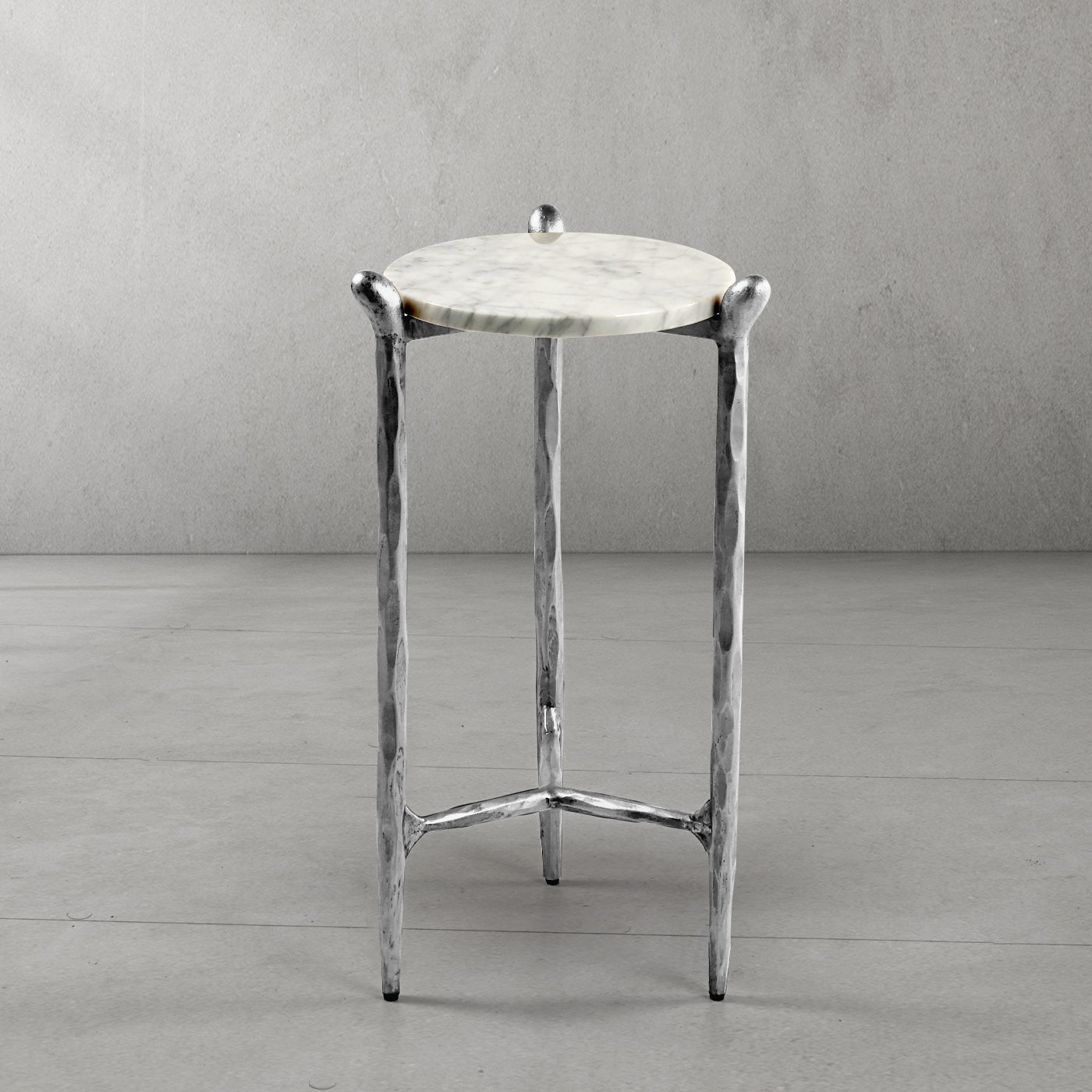 Hand Forged Metal Round  Horn Marble Coffee Table & Side Table
