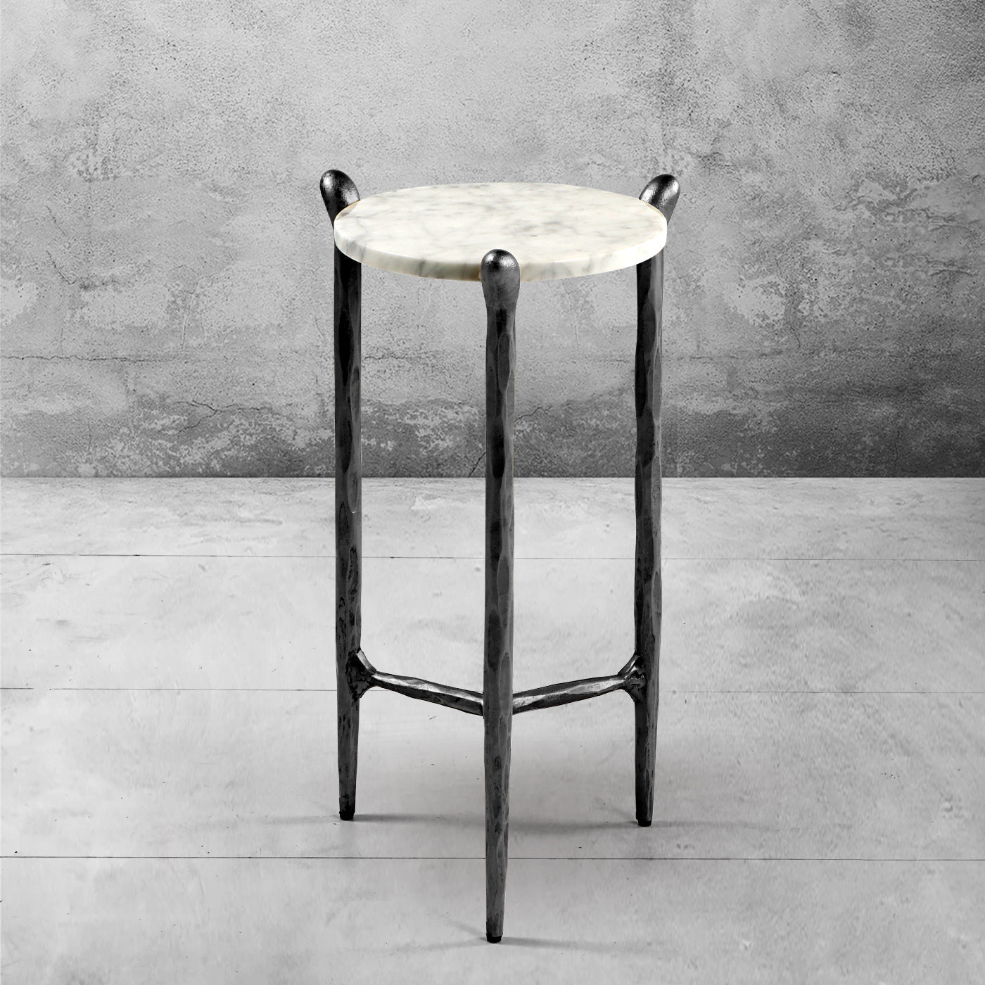 Hand Forged Metal Round  Horn Marble Coffee Table & Side Table
