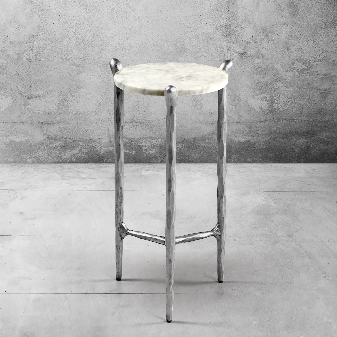 Hand Forged Metal Round  Horn Marble Coffee Table & Side Table
