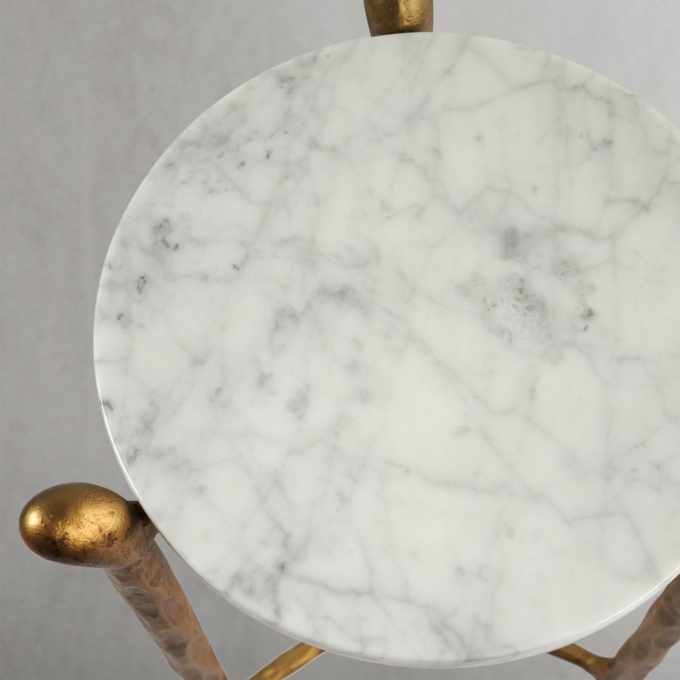 Hand Forged Metal Round  Horn Marble Coffee Table & Side Table