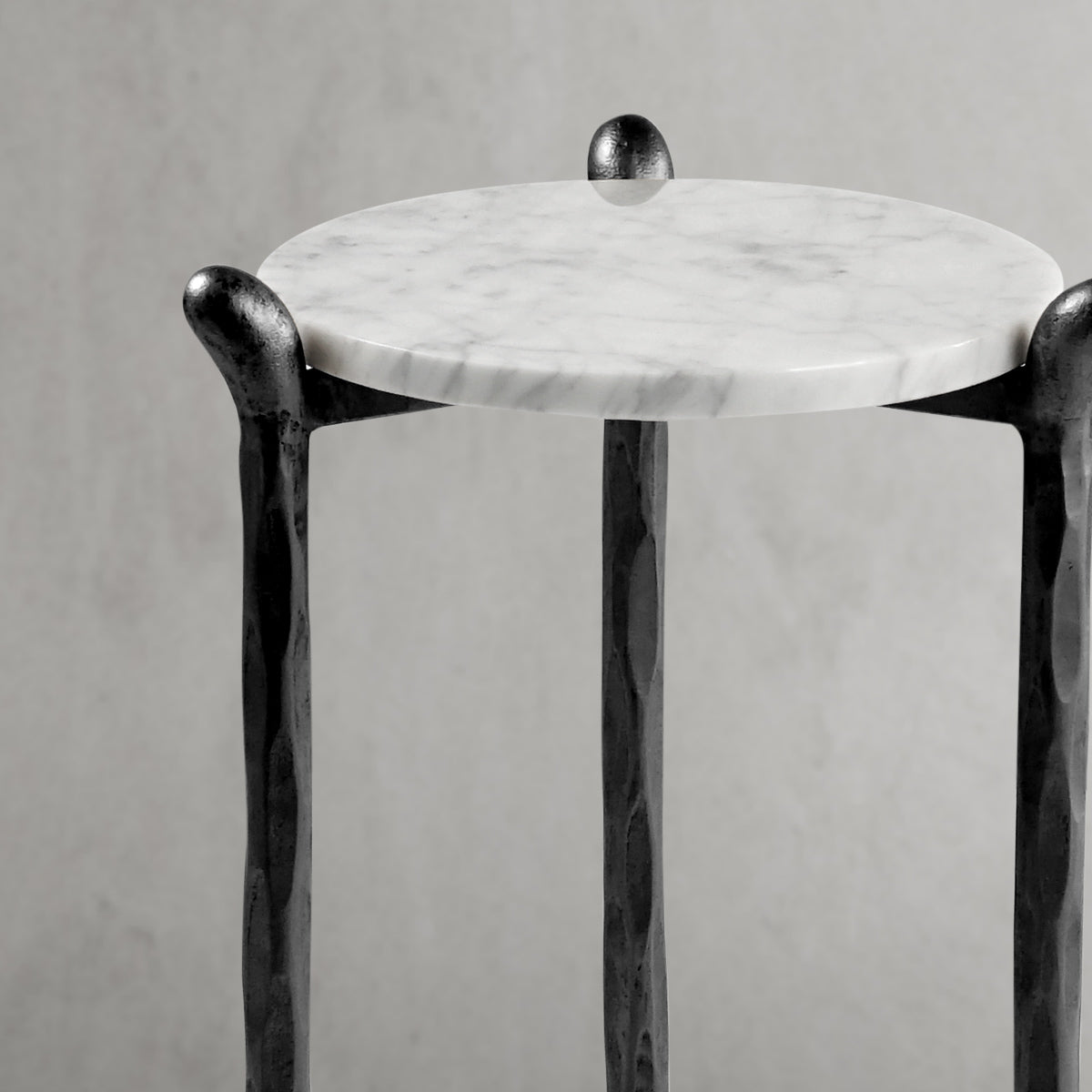 Hand Forged Metal Round  Horn Marble Coffee Table & Side Table