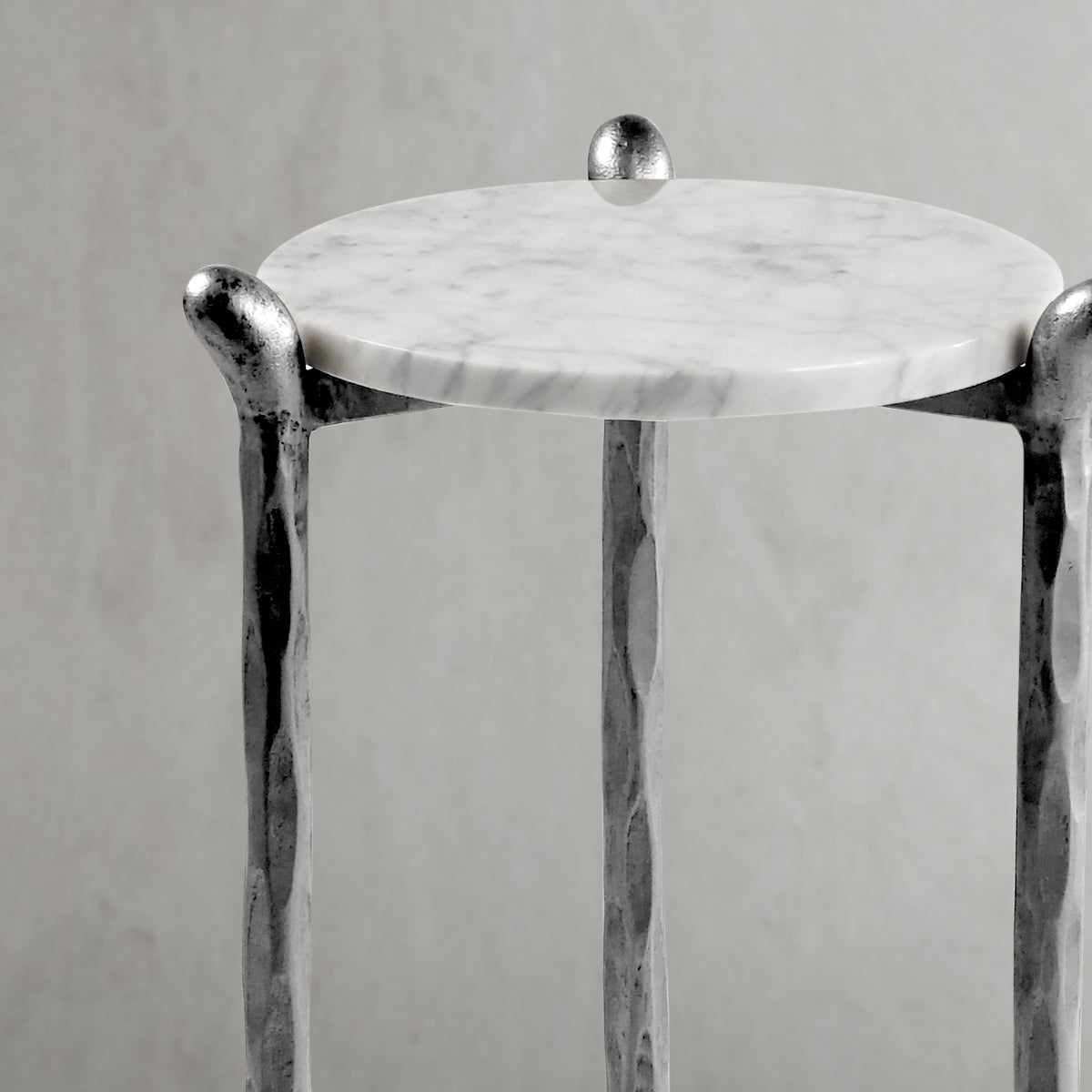 Hand Forged Metal Round  Horn Marble Coffee Table & Side Table