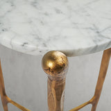 Hand Forged Metal Round  Horn Marble Coffee Table & Side Table