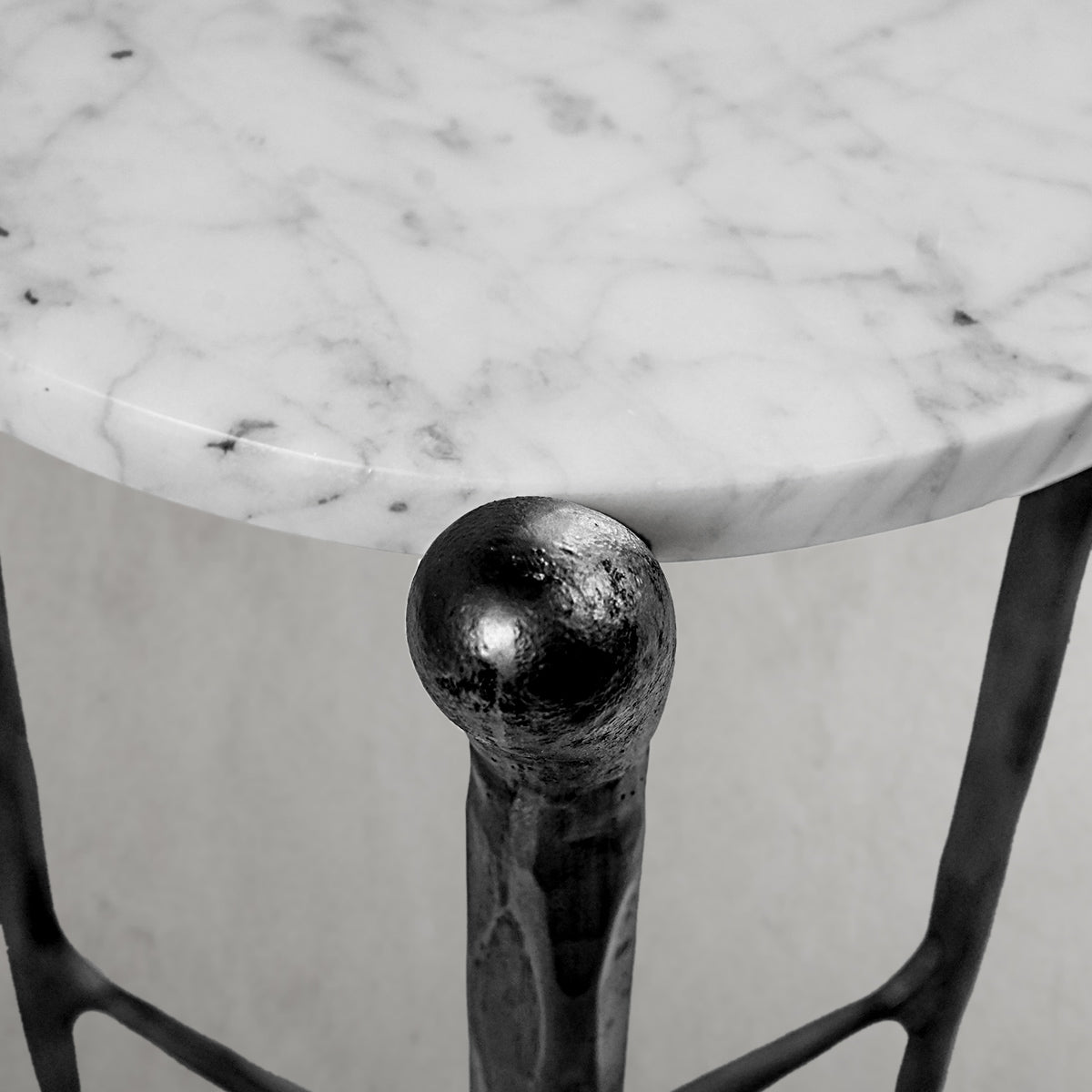 Hand Forged Metal Round  Horn Marble Coffee Table & Side Table