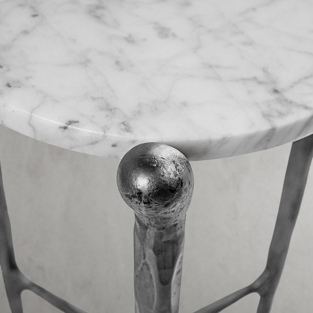 Hand Forged Metal Round  Horn Marble Coffee Table & Side Table