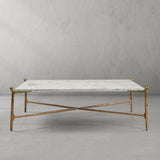Hand Forged Metal Square Horn Marble Coffee Table 39" 50"