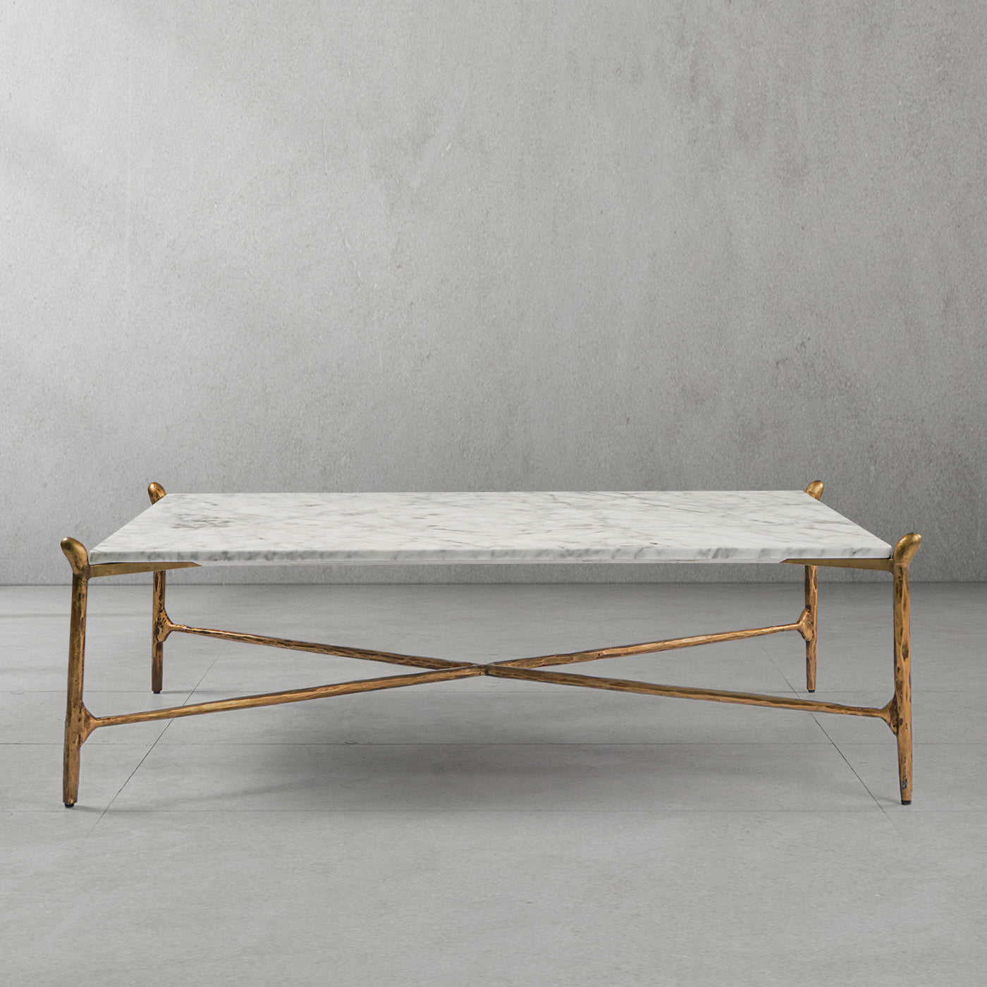 Hand Forged Metal Square Horn Marble Coffee Table 39" 50"